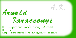 arnold karacsonyi business card